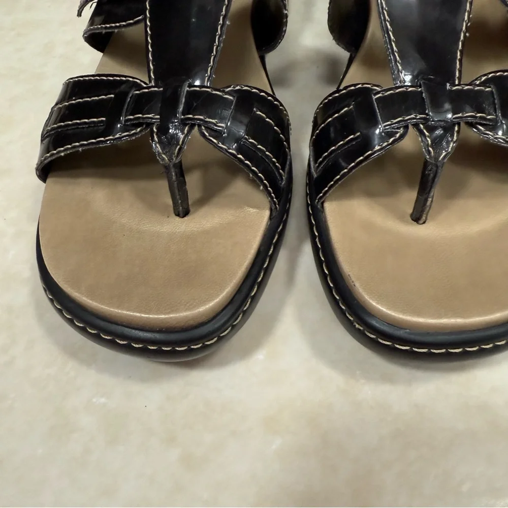 Rockport Black Low Wedge Sandals 7